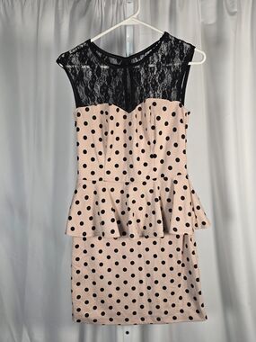 Speechless White Pink Polka Dot Retro Dress women’s size M